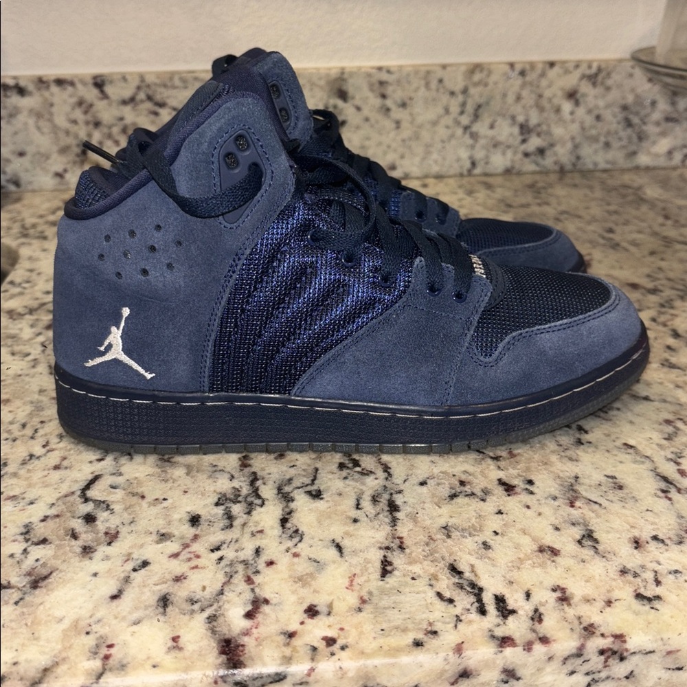 Excellent Nike Jordan 1 Flight 4 Blue Suede Sneakers High Top 23 Shoes Kicks Gym